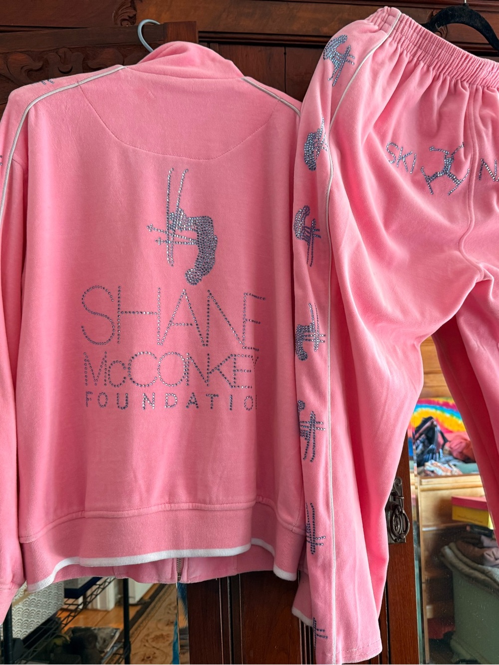 Baby Pink Velour Sweatsedo track suit Shane Mconkey